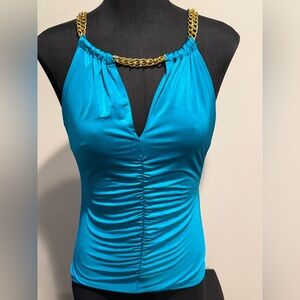 Cache Turquoise Top with Gold Accent